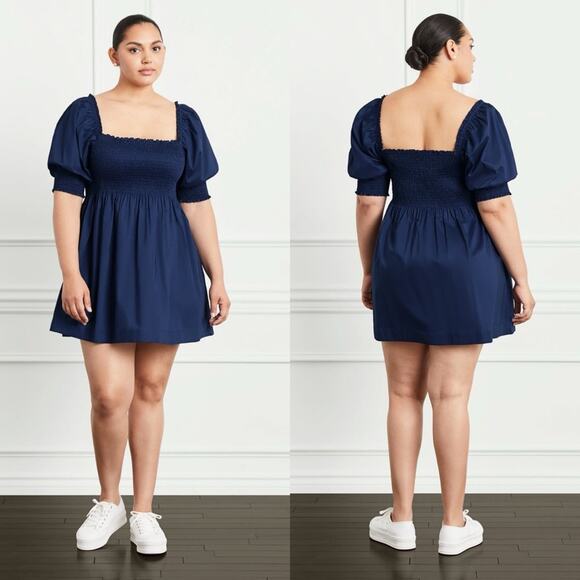 Hill House | Dresses | Hill House Athena Nap Dress Navy Blue Mini Puff ...